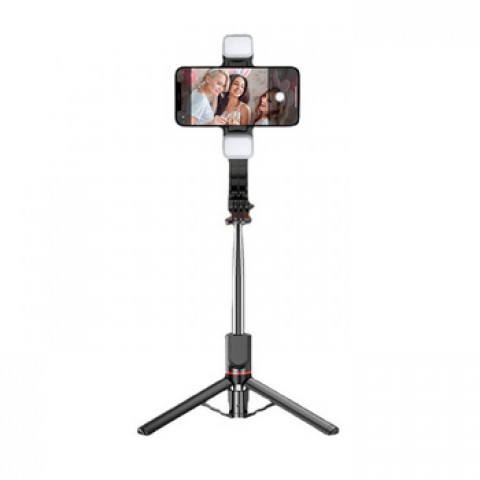 Lazda asmenukei (selfie stick) - trikojis stovas su nuimamomis LED lempomis ir Bluetooth mygtuku L13D